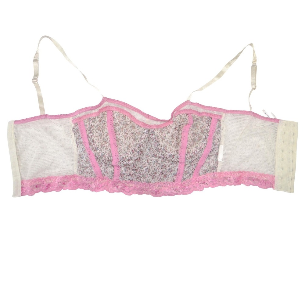 Kimchi Blue Urban Outfitters Floral Mesh Lace Longline Bralette Pink‎ XS 2818